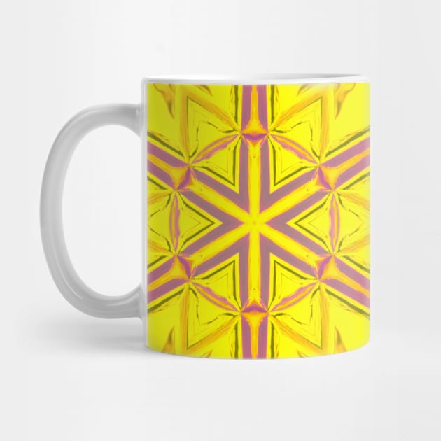 Mosaic Kaleidoscope Flower Yellow Orange and Purple by WormholeOrbital